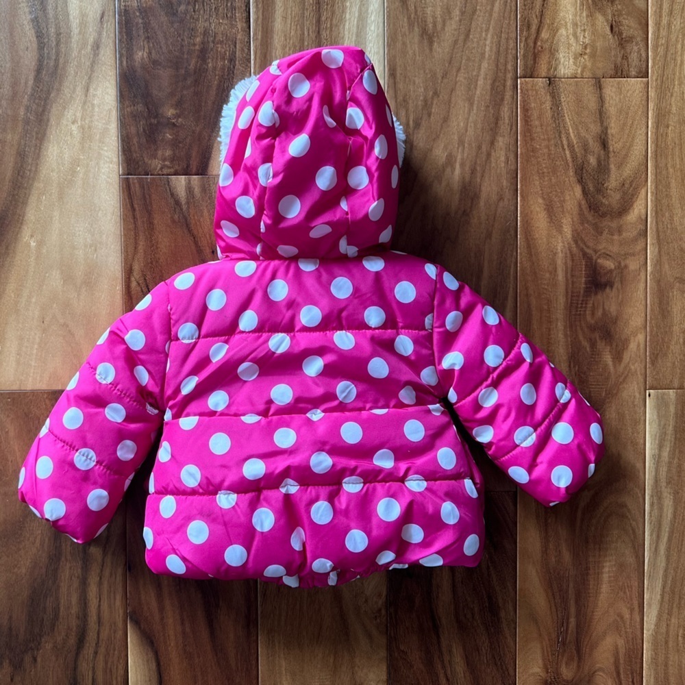 Disney Minnie Mouse Pink Polka Dot Winter Jacket size 6-12 Months - Picture 2 of 5